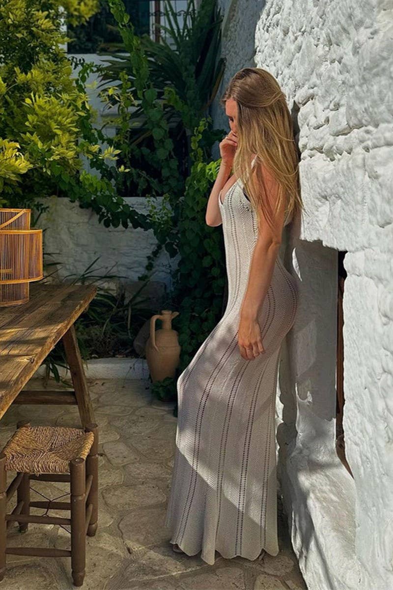 CWDMD5274_SUMMER SEXY HOLLOW BACKLESS KNITTED DRESS