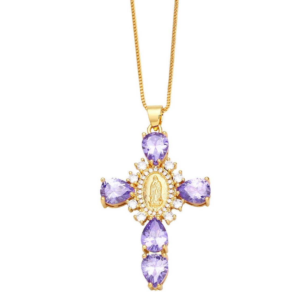 VIRGIN MARY CROSS NECKLACE