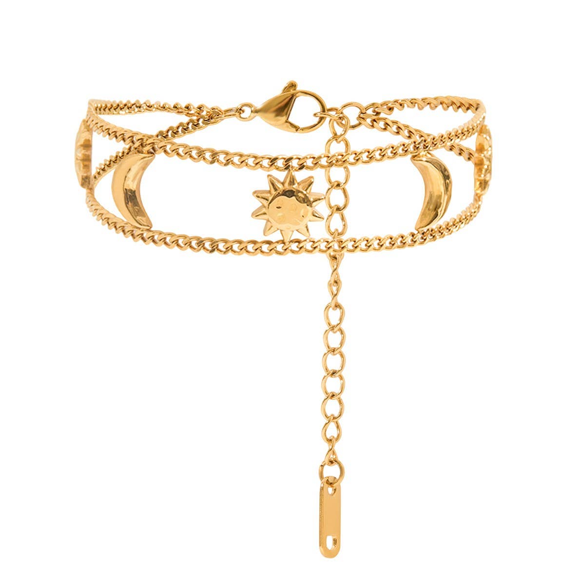 Classic 18K Gold Sun & Moon Stainless Bracelet