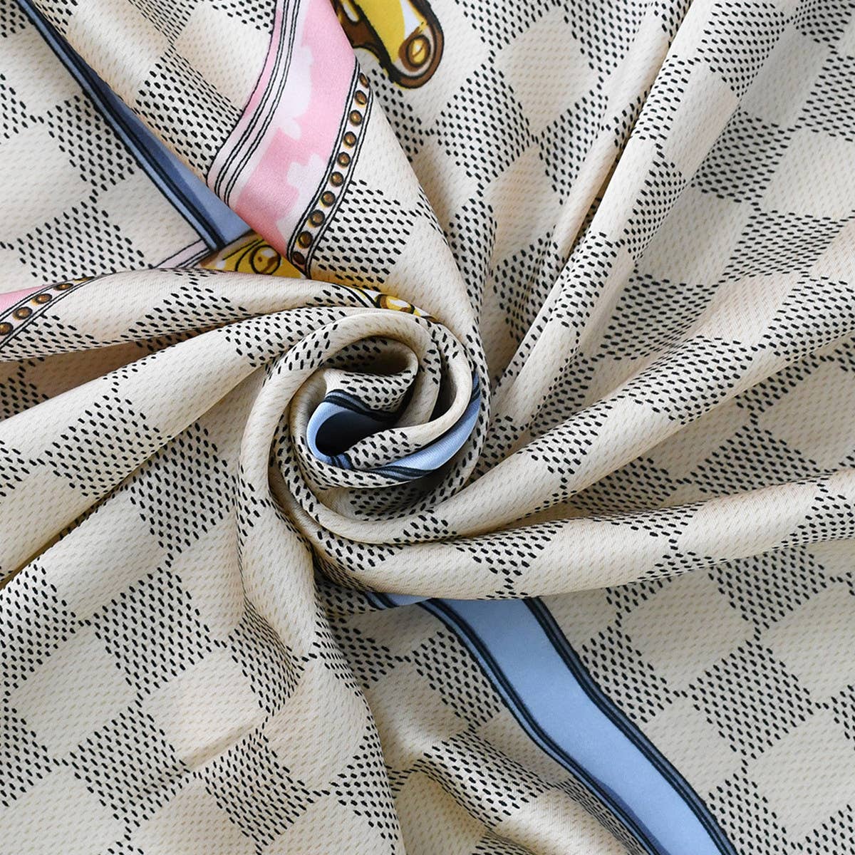 Retro Plaid 70cm Square Scarf Neck Hair Wrap_CWASC1175