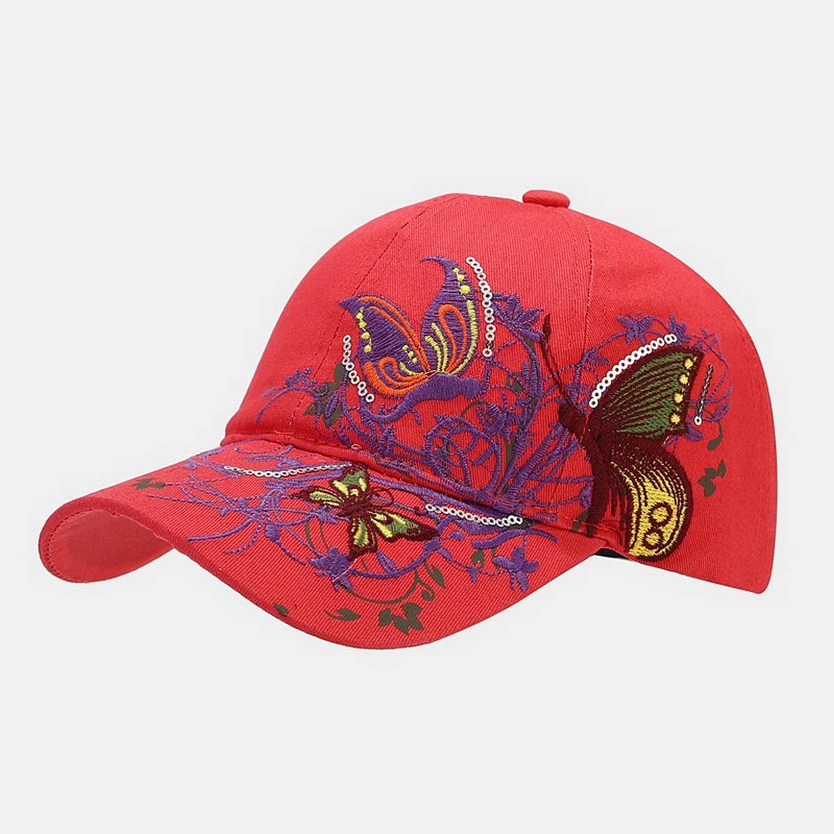 Butterfly Embroidery Baseball Cap, Women??¢s Sun Hat CWAH1648