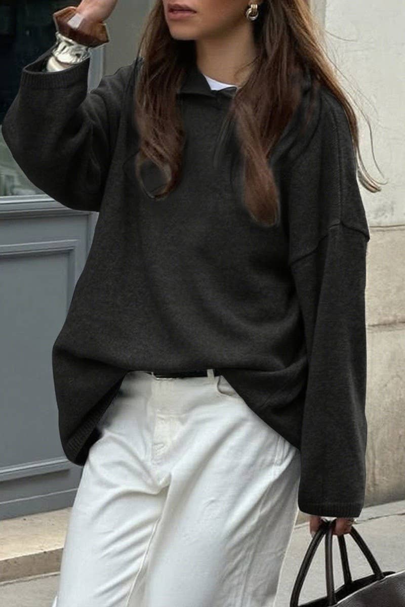 CWOHOL00632_CASUAL KNIT LONG SLEEVE HOODIE