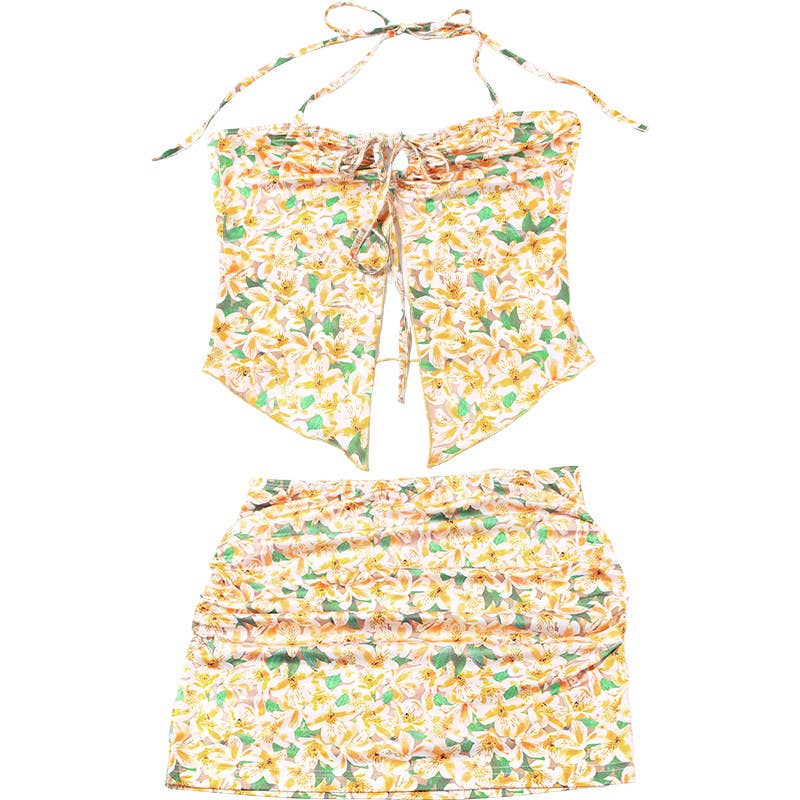 Sexy Halter Crop Top and Bodycon Skirt Set