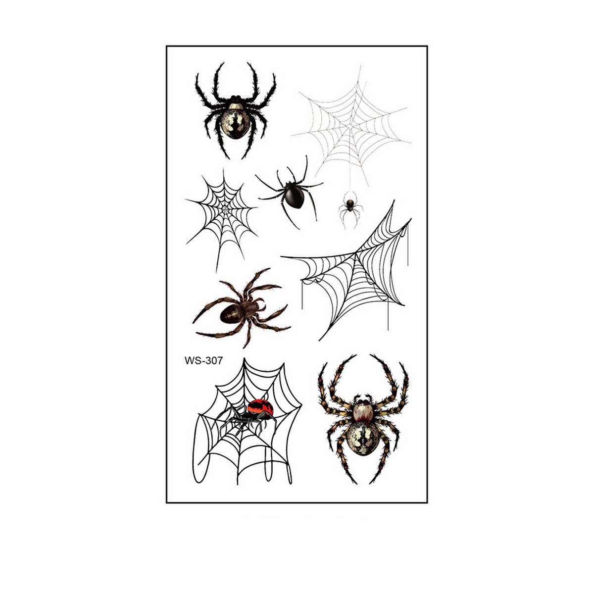 Waterproof 3D Spider & Web Tattoos for Halloween