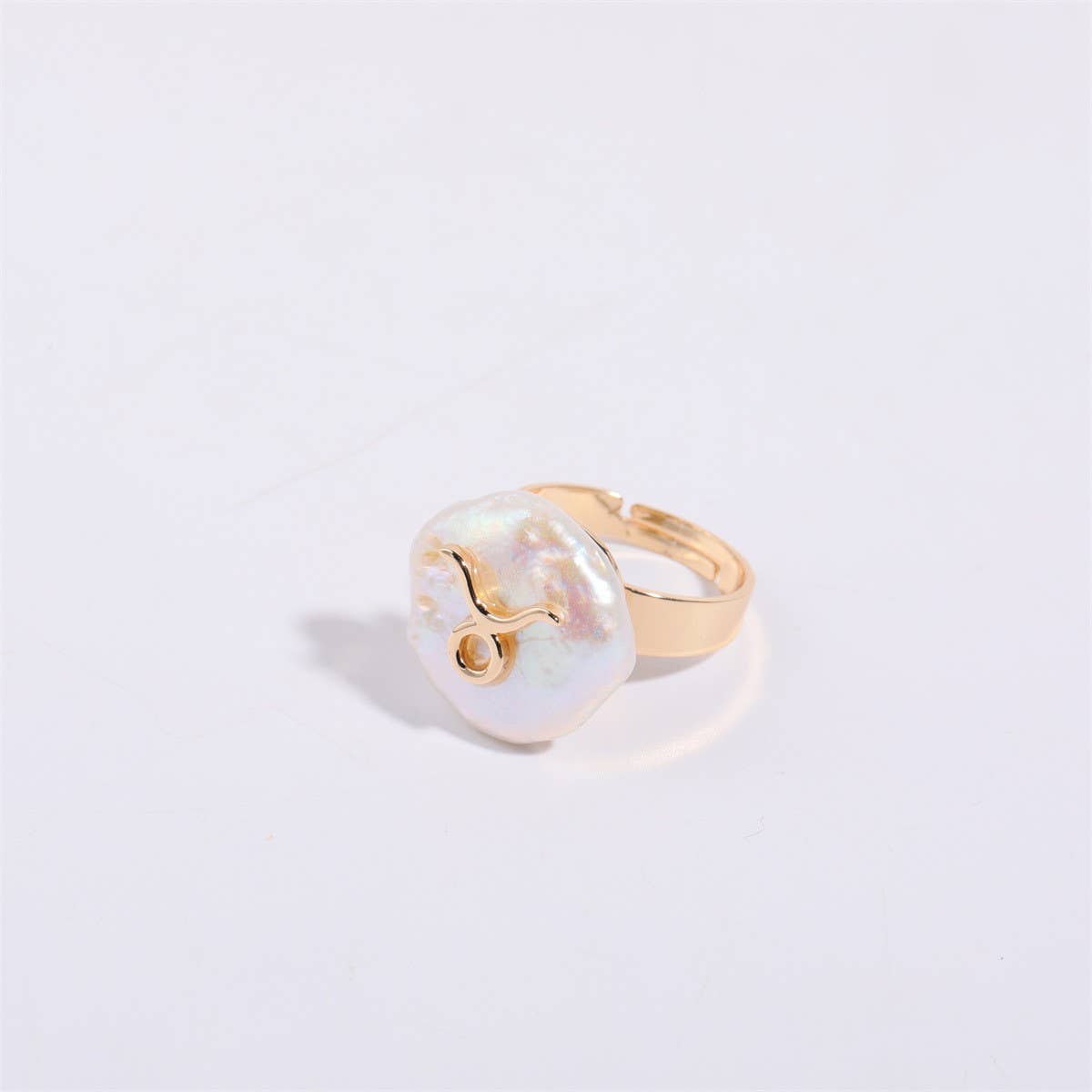 12 Zodiac Signs Irregular Pearl Rings_CWMM5742