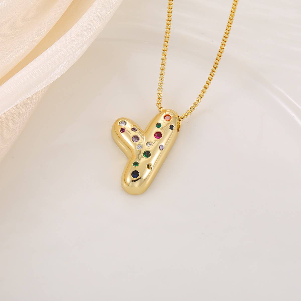 Creative Glossy Colorful Letter Pendant Necklace