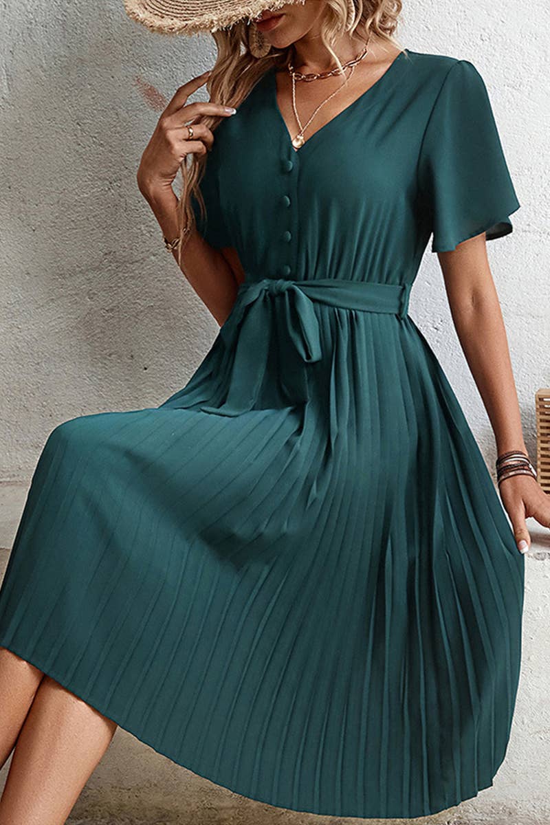 CWDMD4529_NEW STYLE ELEGANT PLEATED FRENCH RETRO DRESS