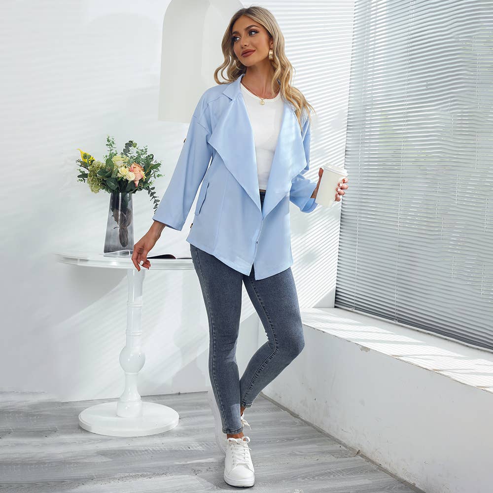 SUIT COLLAR IRREGULAR LONG SLEEVE WINDBREAKER