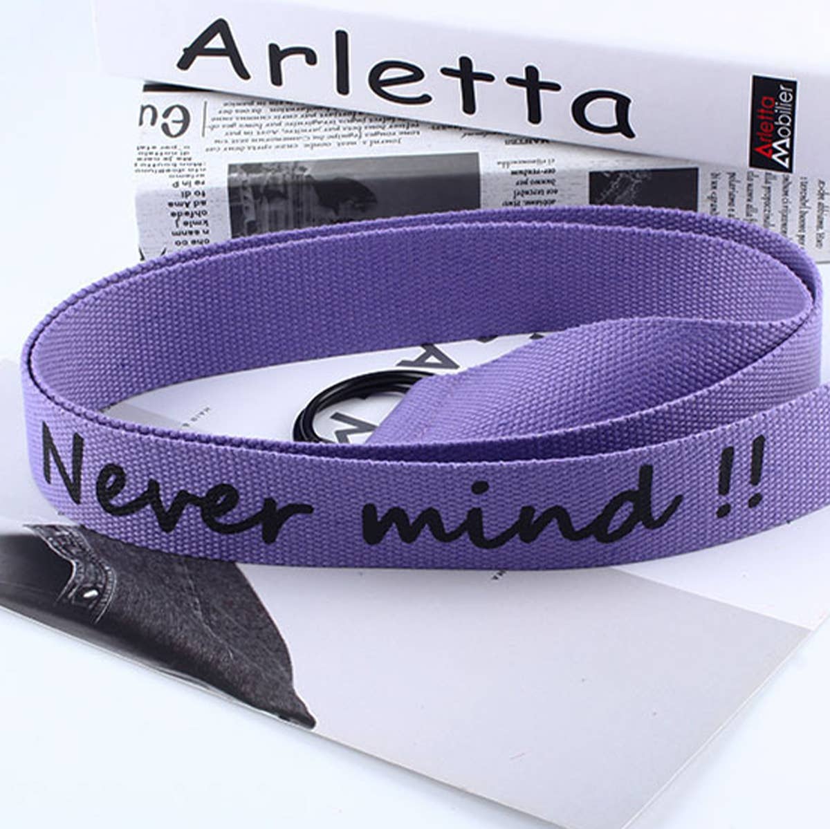 CWABE0959_SIMPLE CASUAL CANVAS DOUBLE BUCKLE BELT