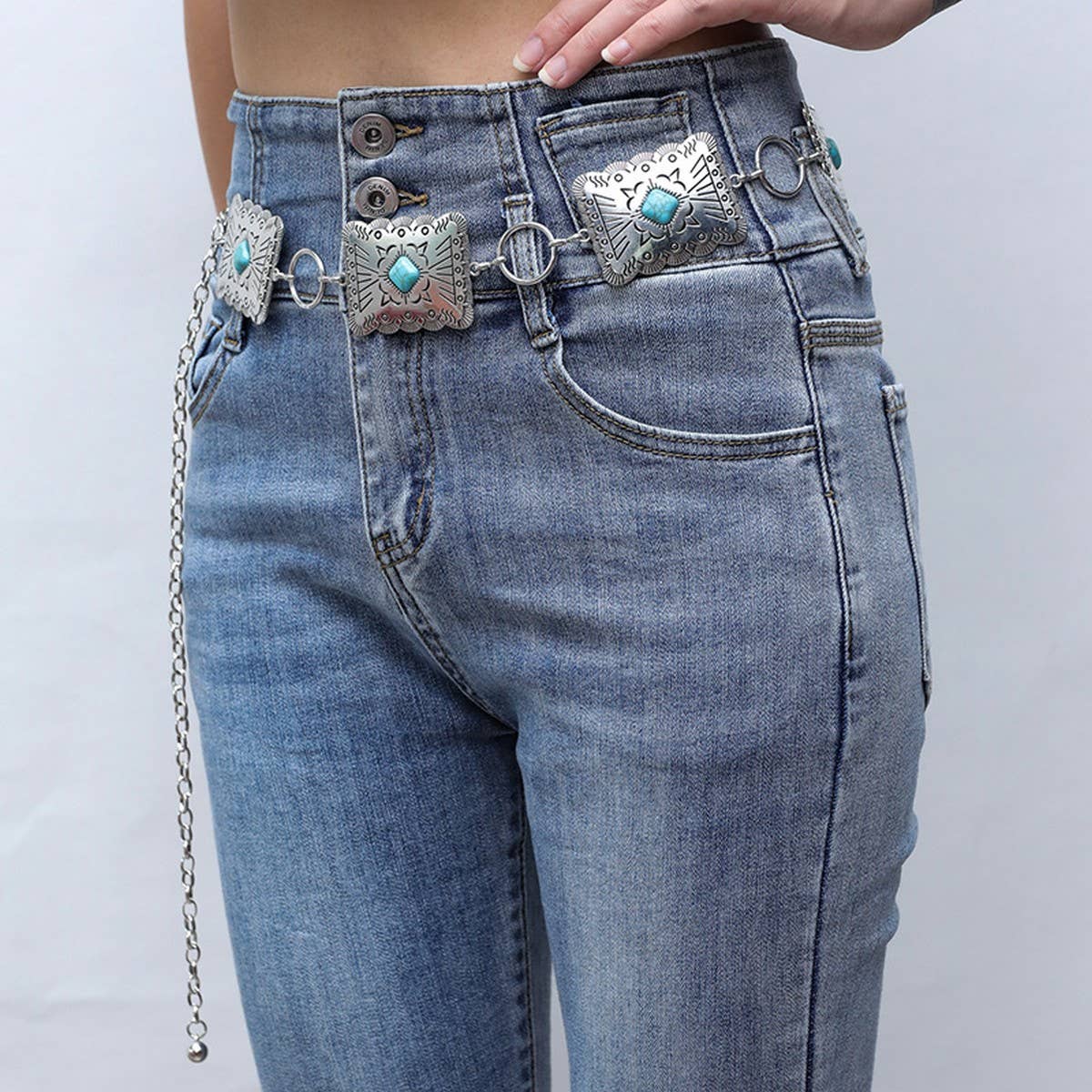 VINTAGE GEOMETRIC SQUARE WOMEN'S WAIST CHAIN_CWABE0624