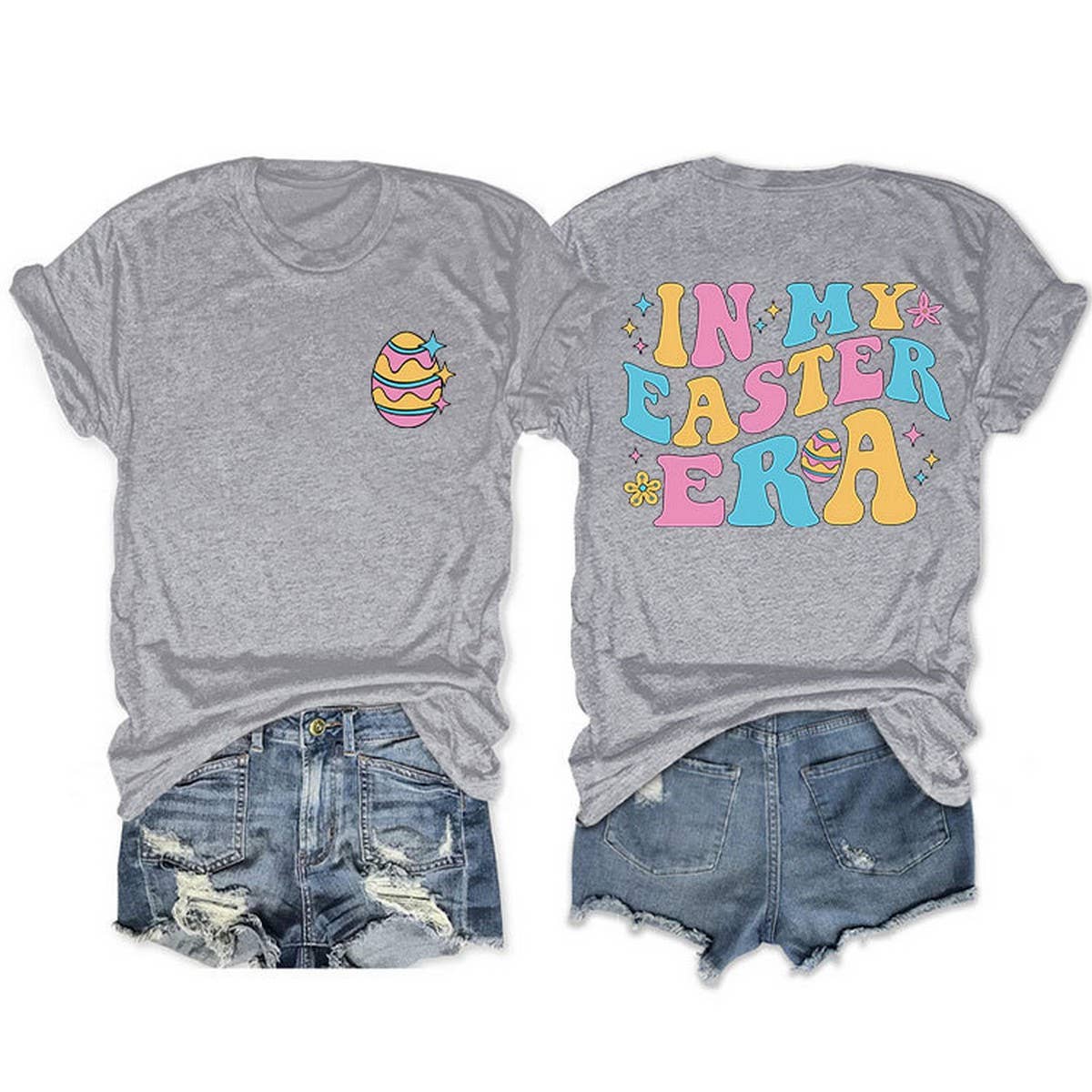 EASTER TREND DOUBLE SIDED LETTER PRINTED TEES_CWTTS0869
