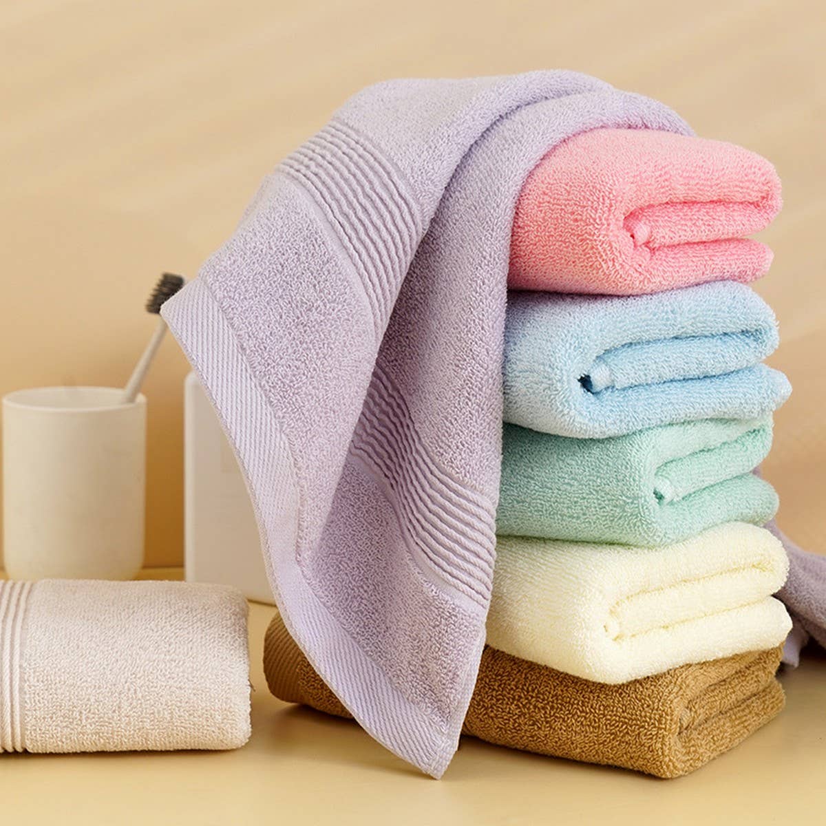 HOUSEHOLD SOLID COLOR THIN SOFT COTTON TOWEL