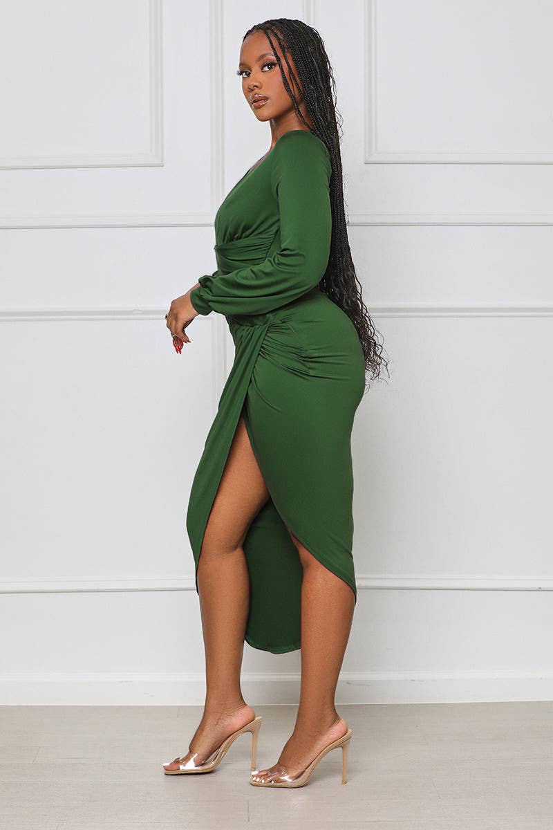 LONG SLEEVE WAIST IRREGULAR SEXY SLIM-FIT DRESS