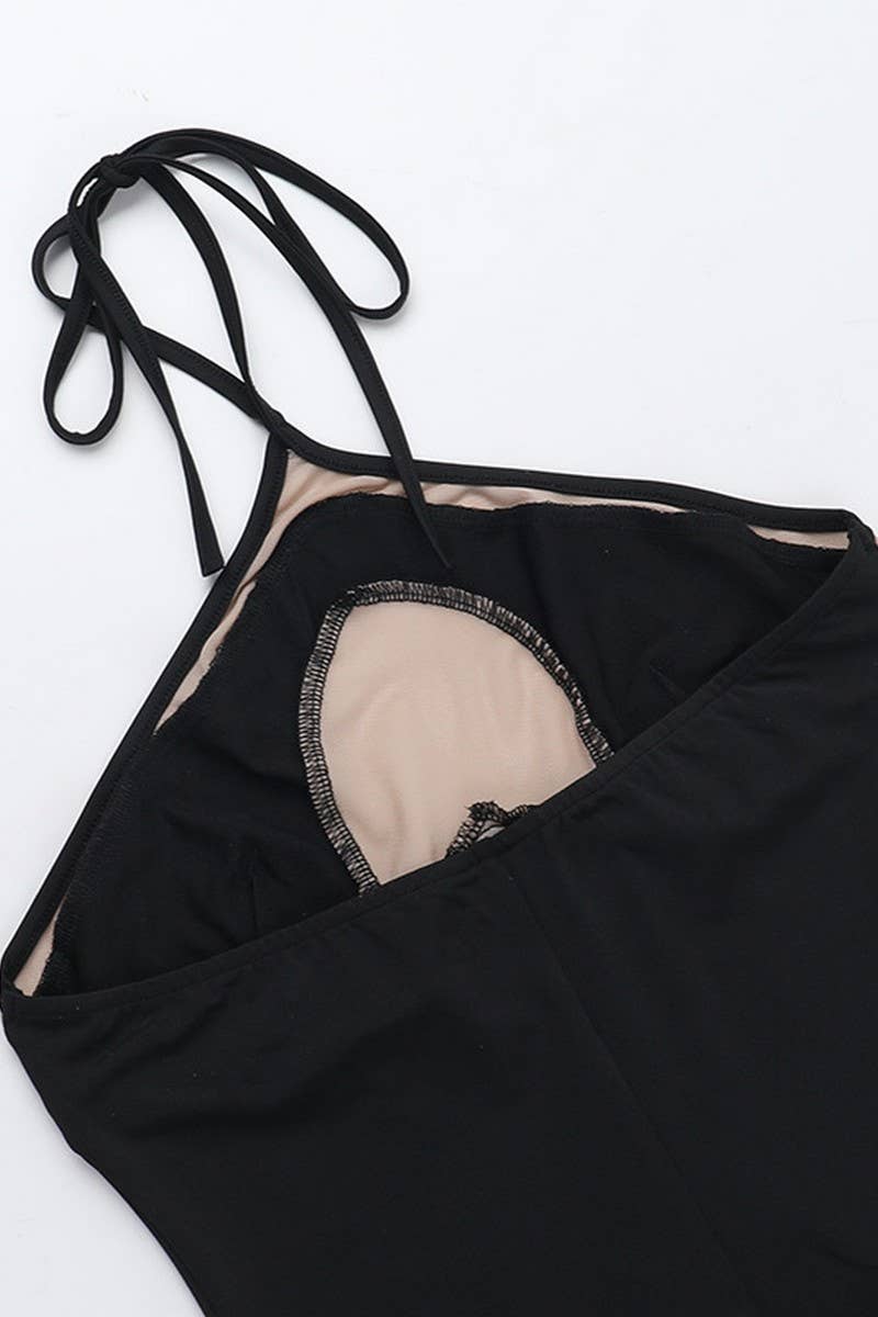 CWDHL0637_HALTER NECK CAMISOLE SLIM CUTOUT DRESS