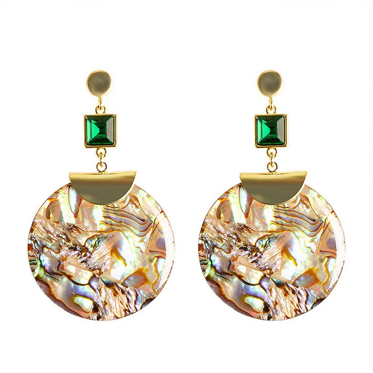 ABALONE TASSEL EARRINGS WITH ZIRCON_CWMM4304