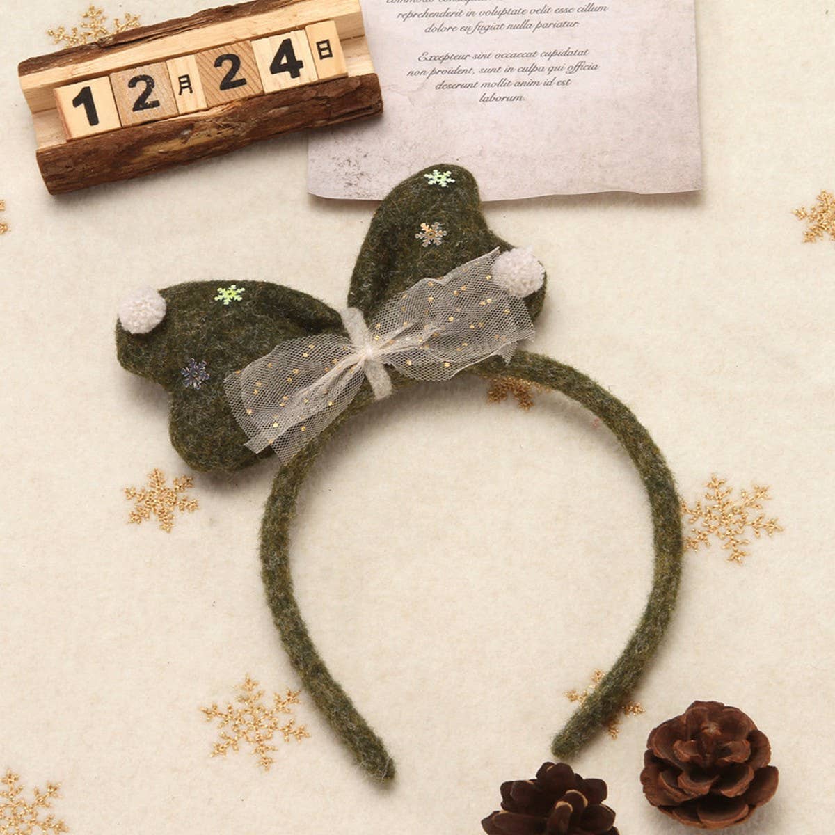 CHRISTMAS CUTE LACEBOW HAIRPIN HEADBAND DECORATION