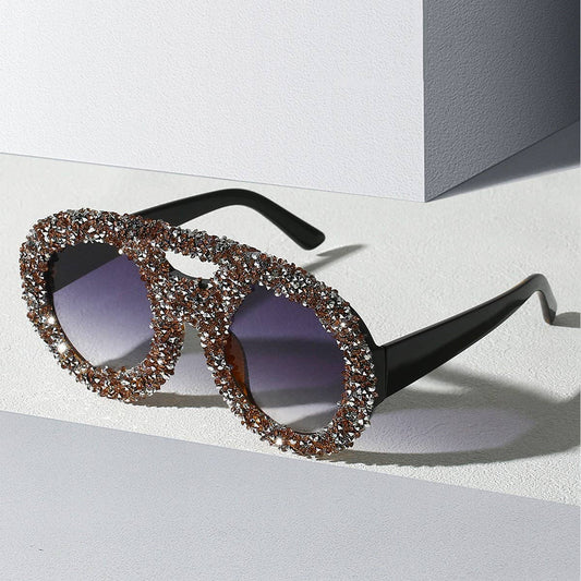 DOUBLE BEAM LARGE FRAME ROUND SUNGLASSES