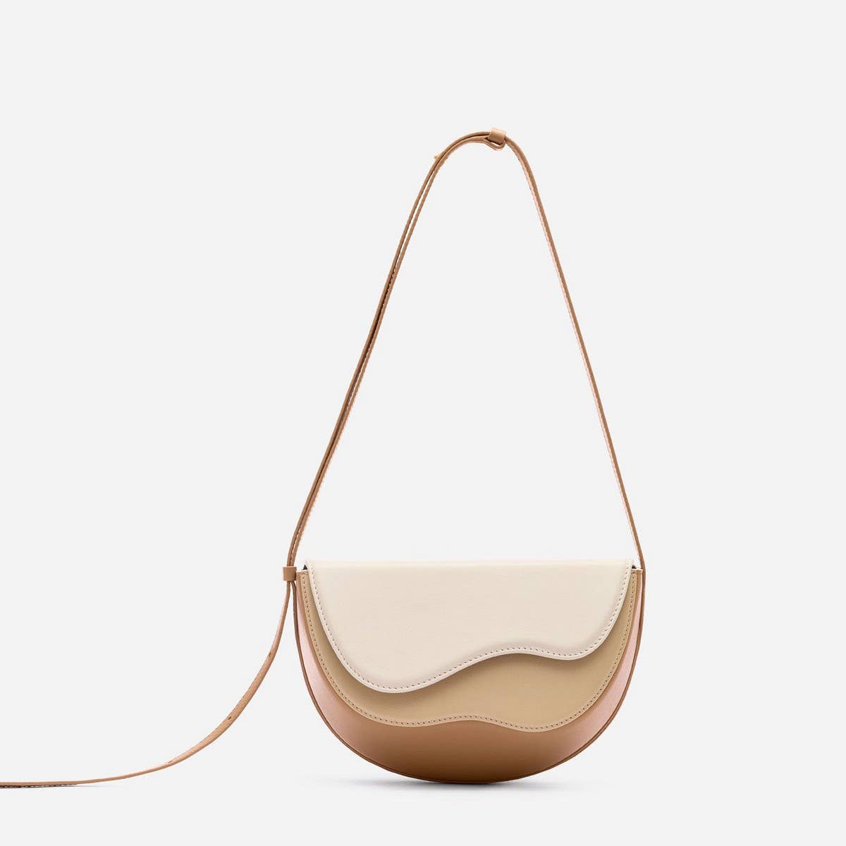 SEMI-CIRCULAR CONTRASTING SHOULDER CROSSBODY BAG_CWAB1931
