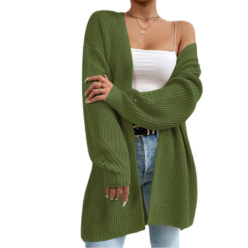 V-NECK LOOSE SOLID COLOR LAZY CARDIGAN