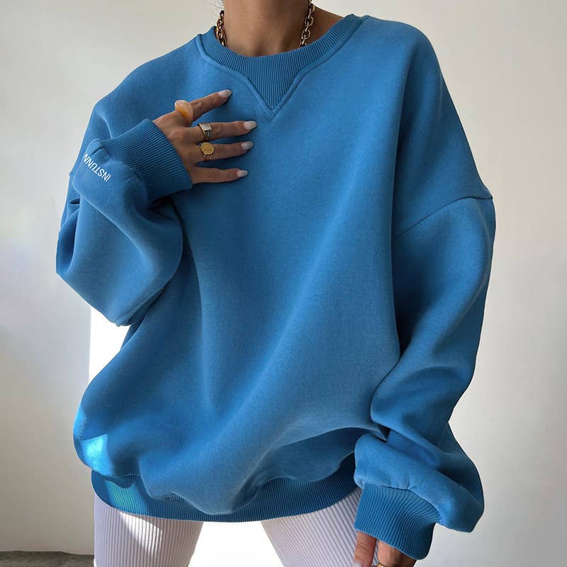 KNIT CREW-NECK LONG-SLEEVED FASHION CASUAL HOODIE