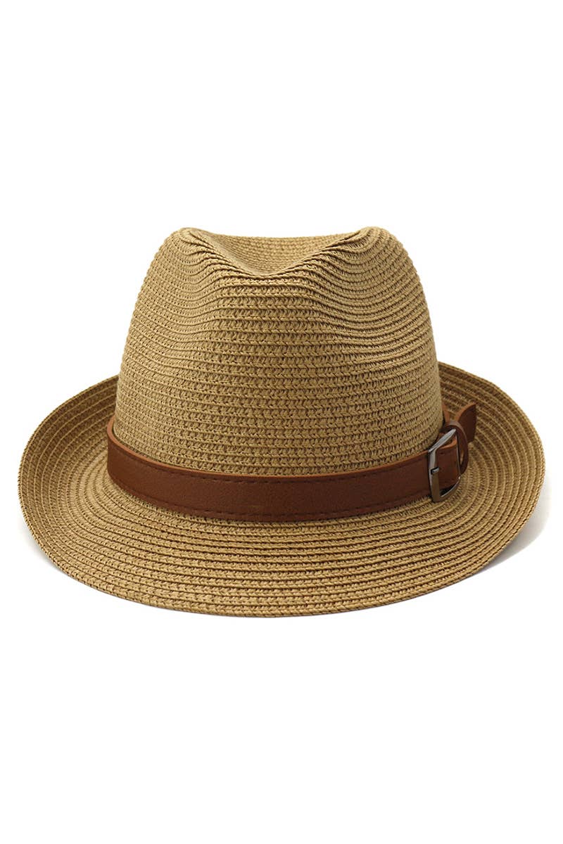 DANDY BELT SUMMER STRAW FEDORA HAT_CWAH0450