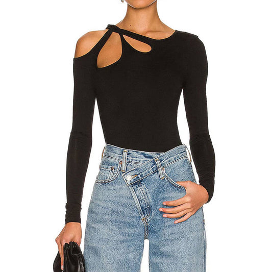 Slim-fit high-waisted basic commuter jumpsuit