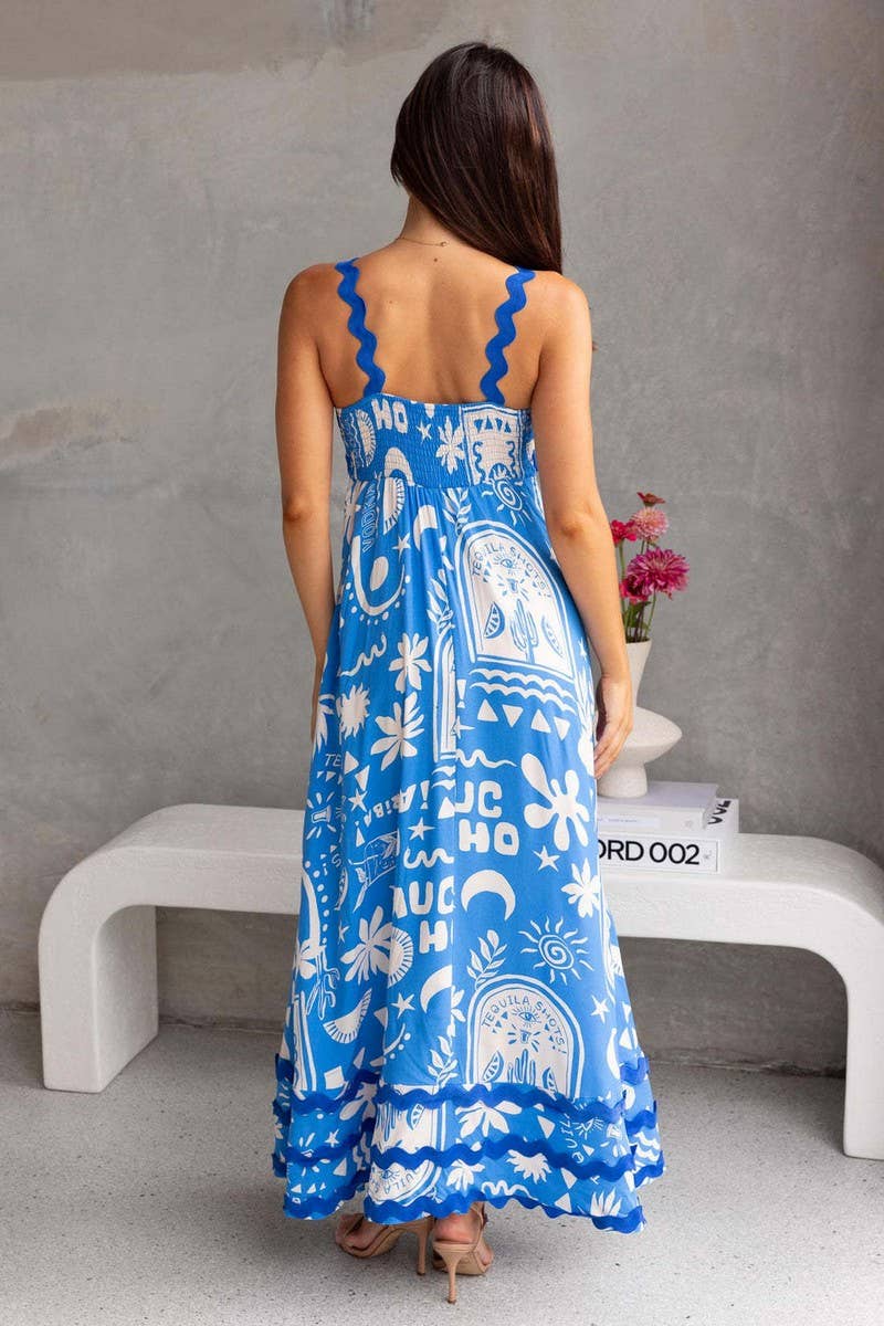 CWDMD5994_ELEGANT SPAGHETTI STRAP PRINTED MAXI DRESS