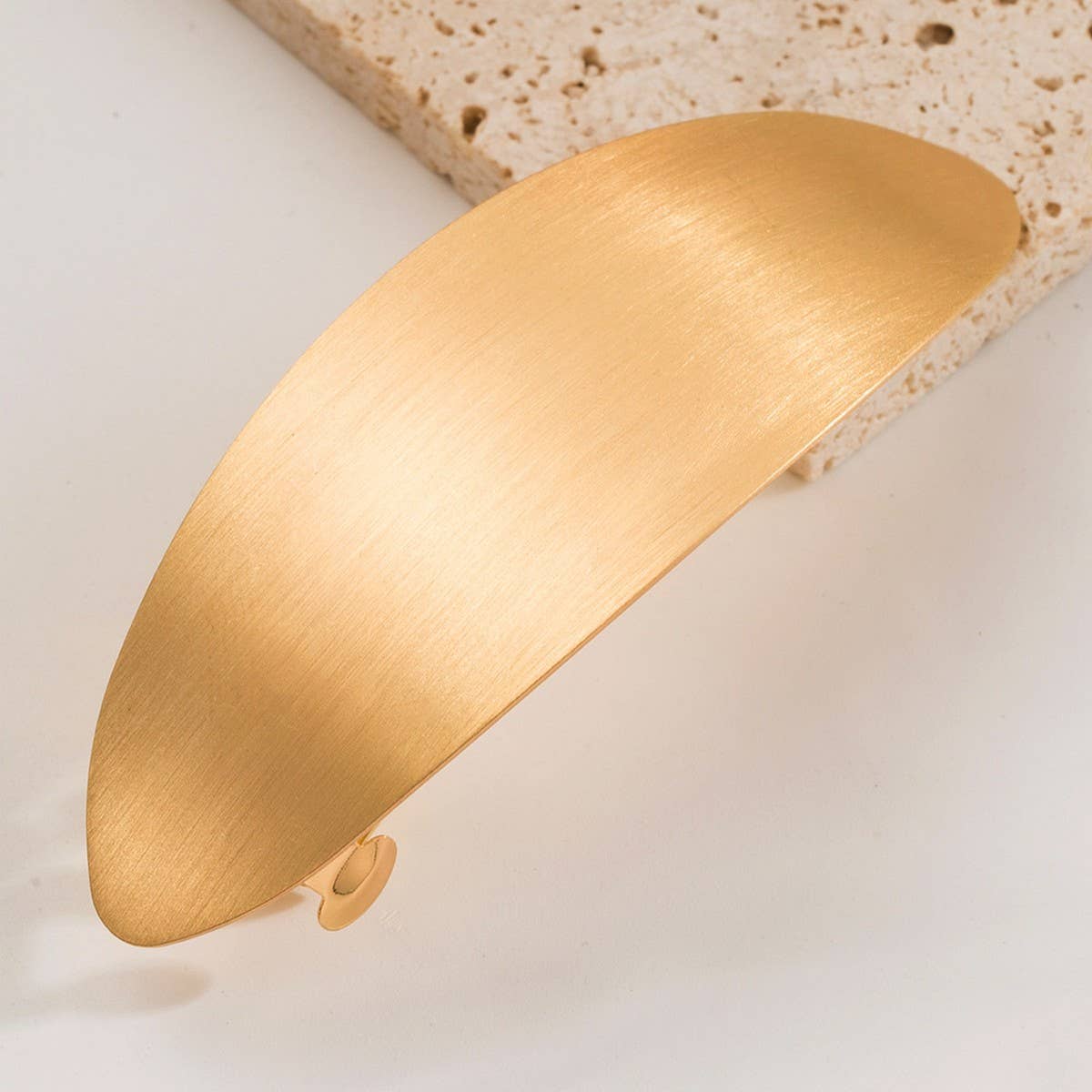Brushed Metal Oval Spring Hair Clip ??Elegant Look_CWAHA6176