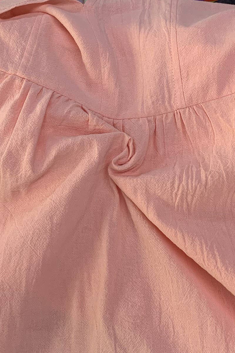 CWDMD2105_V-NECK BOHEMIAN COTTON AND LINEN LONG DRESS