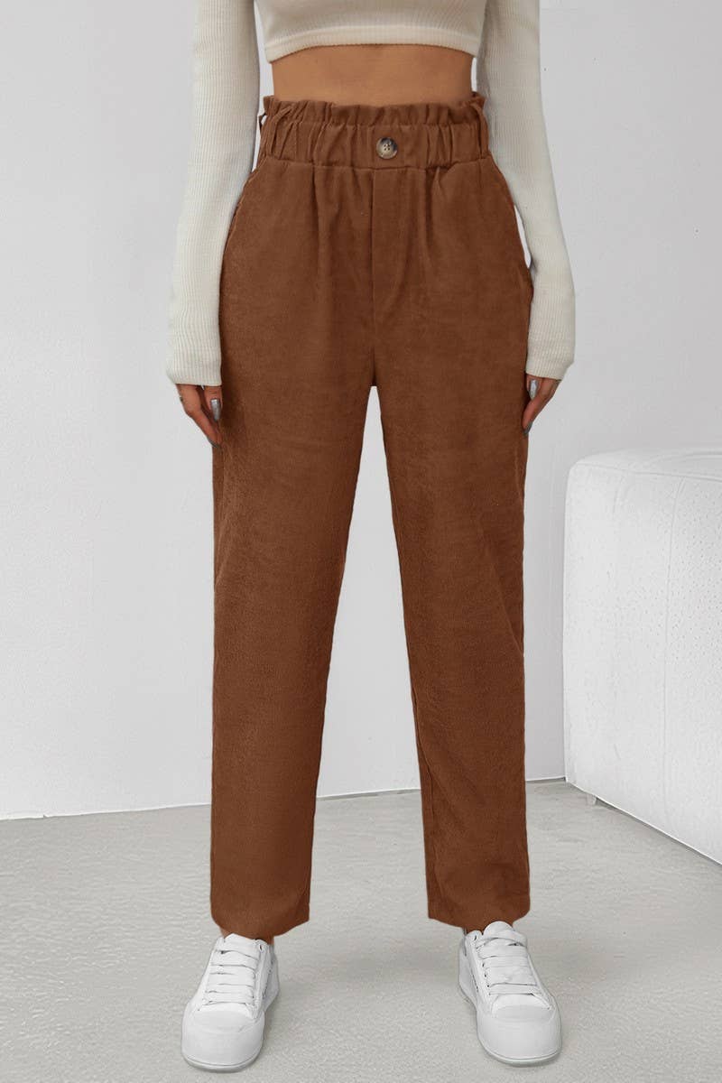 CWBLP00937_CASUAL SOLID ELASTIC WAIST CORDUROY PANTS