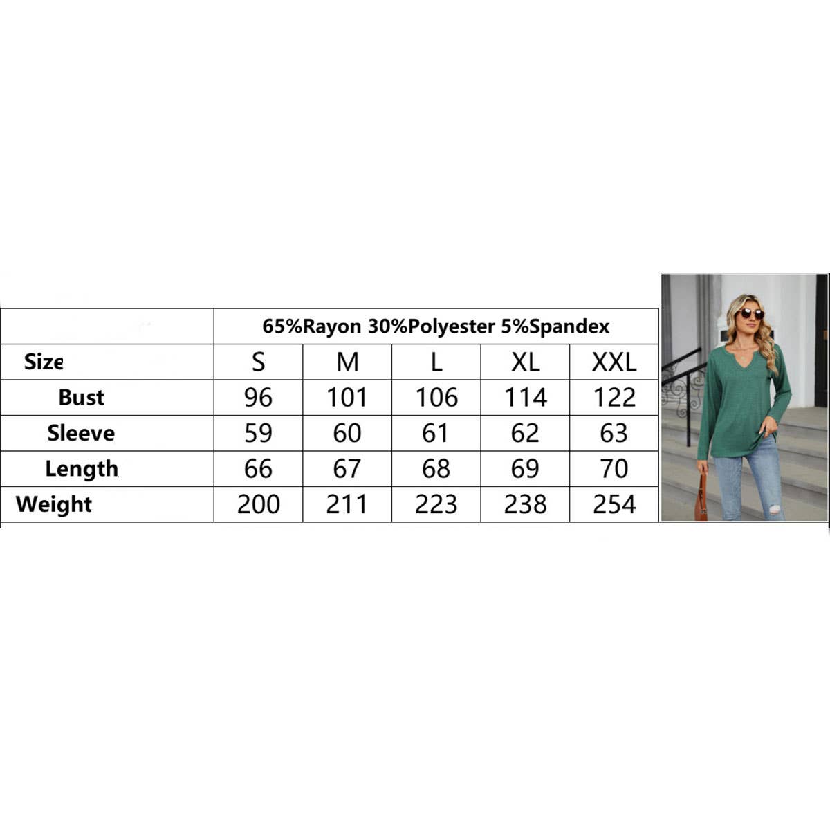 V-neck color cotton long sleeve loose T-shirt