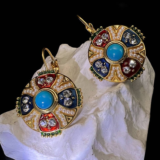 RETRO THREE-DIMENSIONAL DIAMOND EARRINGS