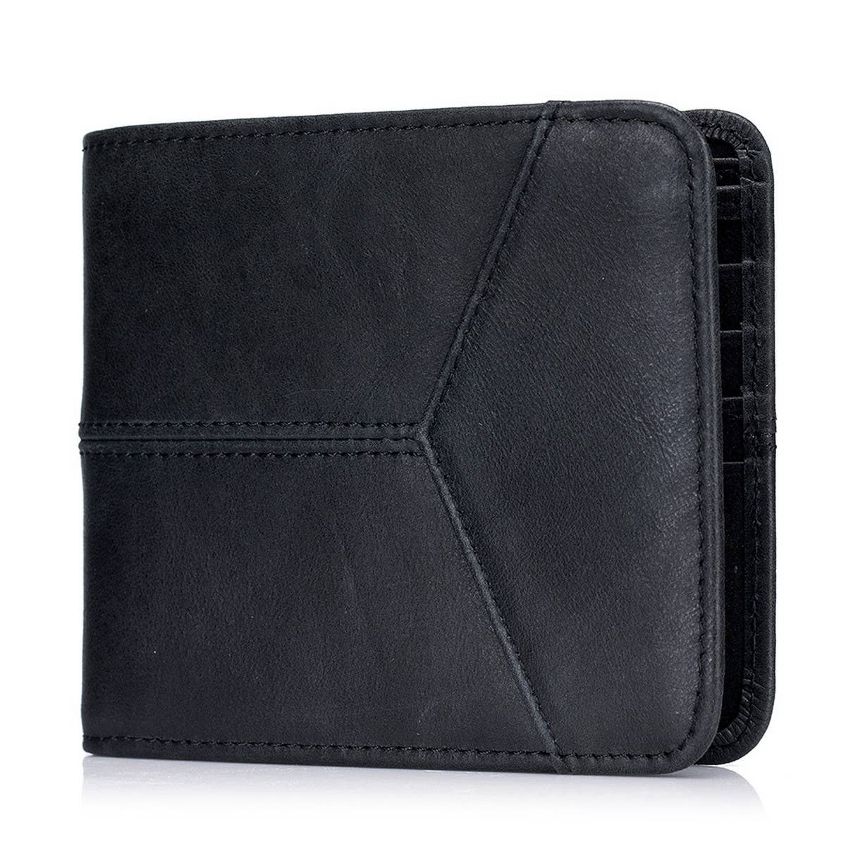 ANTI-THEFT BRUSHED COWHIDE SHORT LEATHER WALLET_CWAB3788