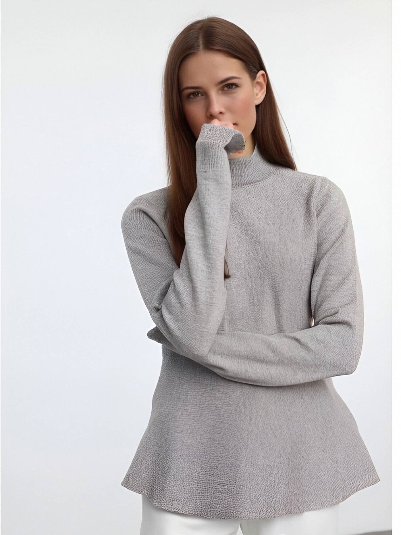 Fashion solid color high neck sweater