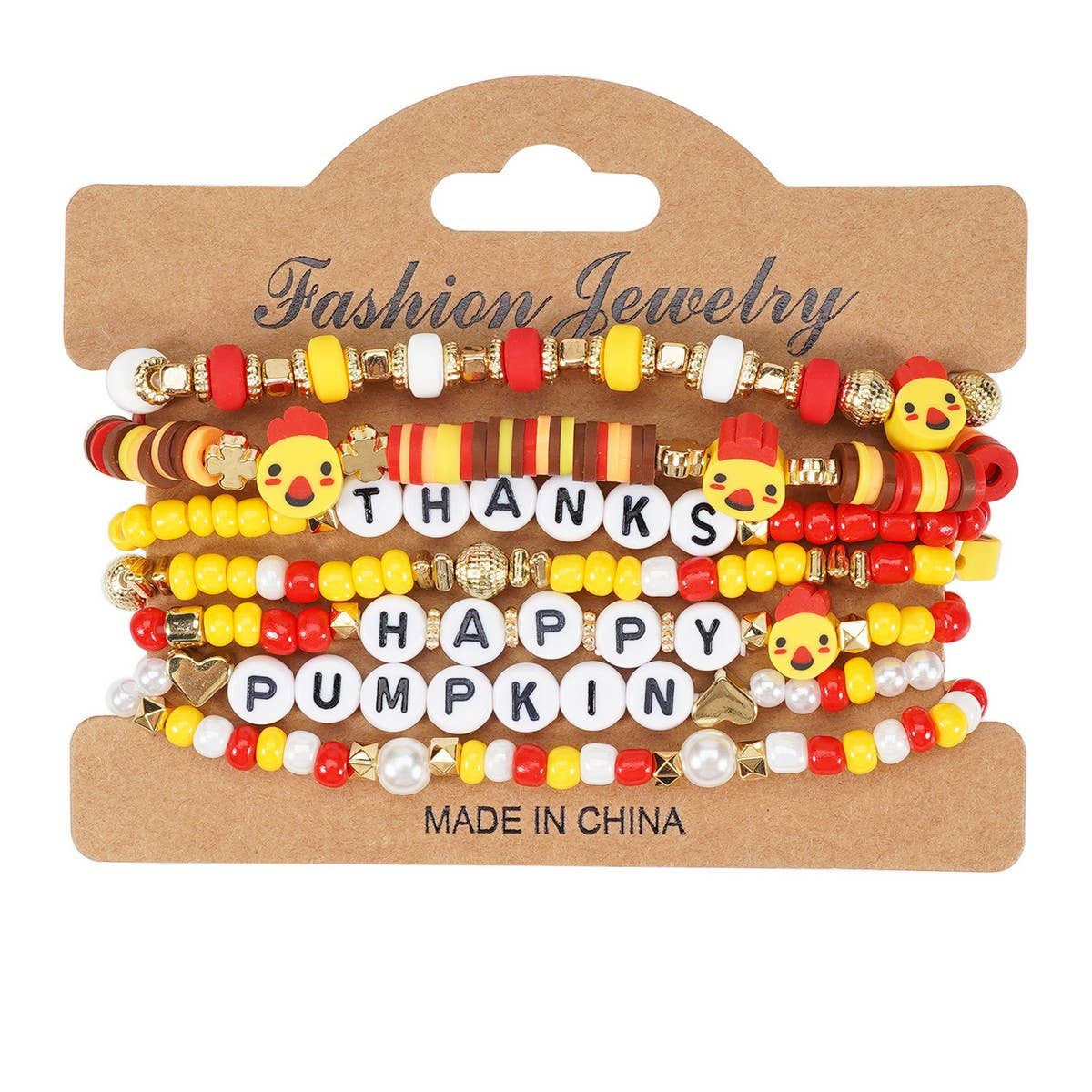 CWAJE05697_THANKSGIVING PUMPKIN MAPLE LEAF TURKEY BRACELET
