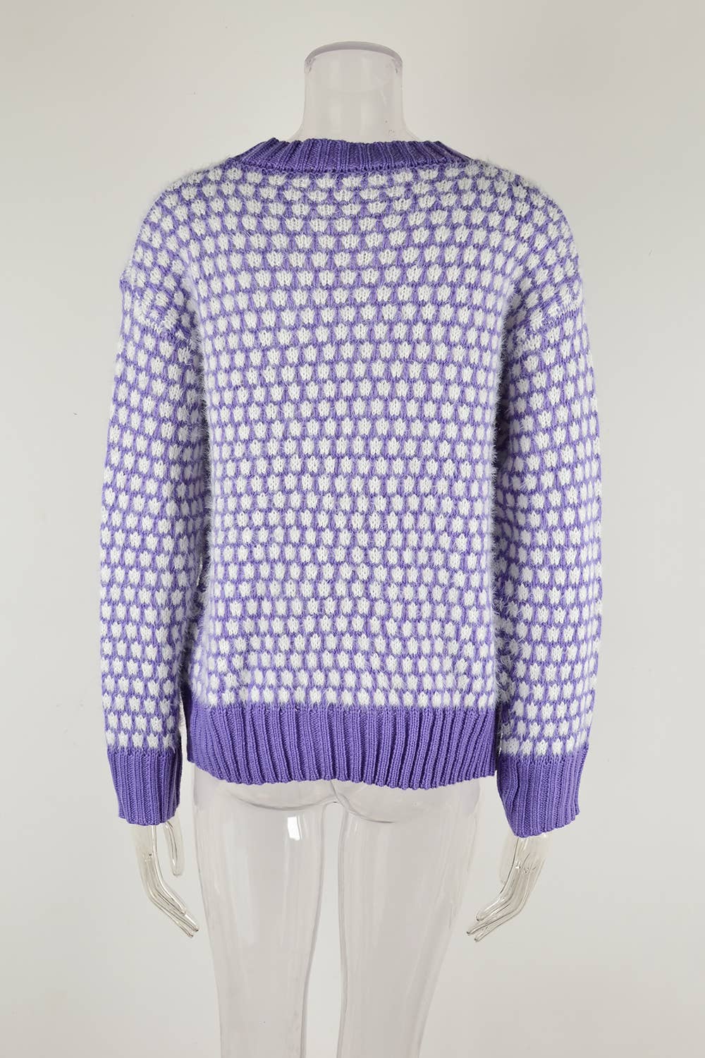 Patchwork Crew Neck Fashion Long-Sleeved Sweater