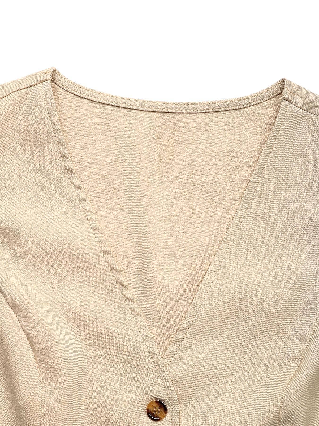 Sleeveless waistcoat shorts commut two-piece set