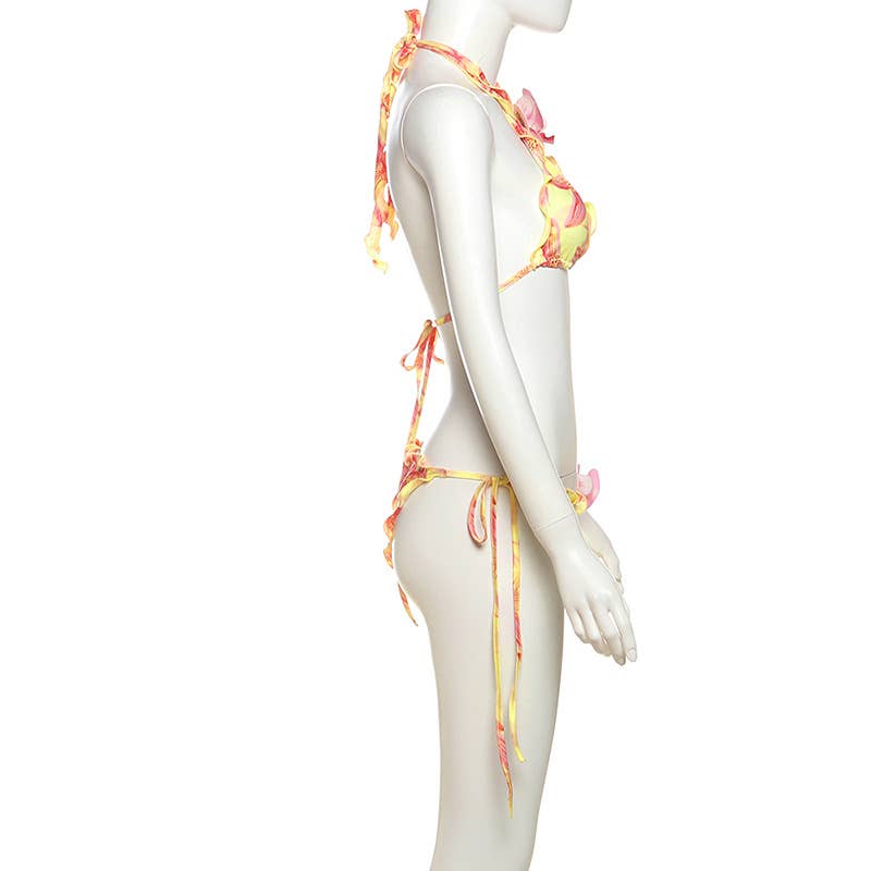 Sexy Halter Tie Floral Bikini Set