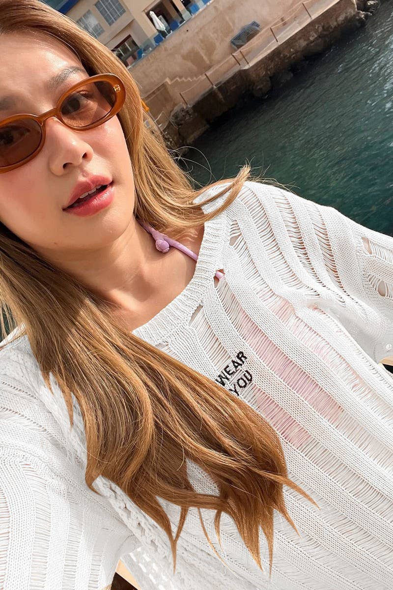 CWTBLL3413_HOLLOW KNIT LOOSE BIKINI SUN PROTECTION COVER-UP