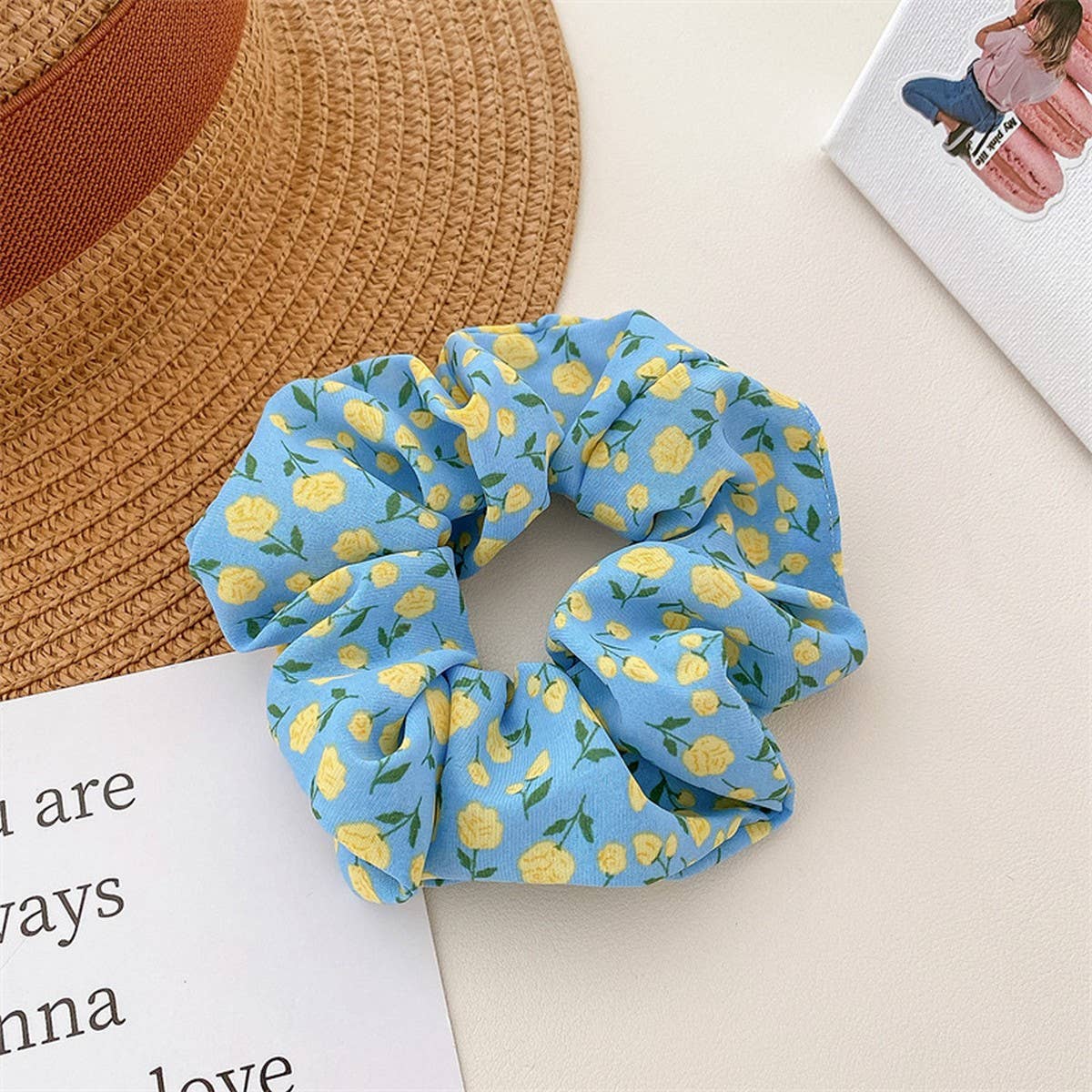 WOMEN FRESH FABRIC BROKEN FLOWER HAIR TIE_CWAHA0841