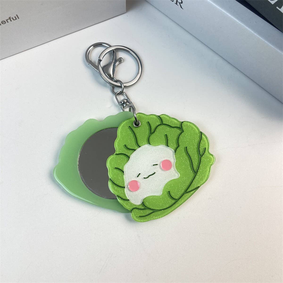 Cute Cabbage Slide Mirror Keychain Acrylic Gift