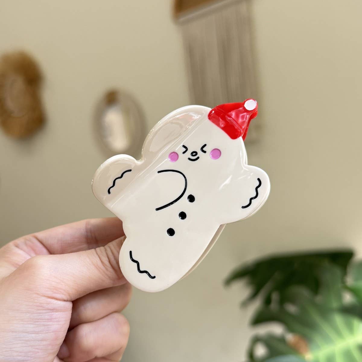 CWAHA4446_SANTA CLAUS SNOWFLAKE CARTOON DIAMOND HAIRPIN