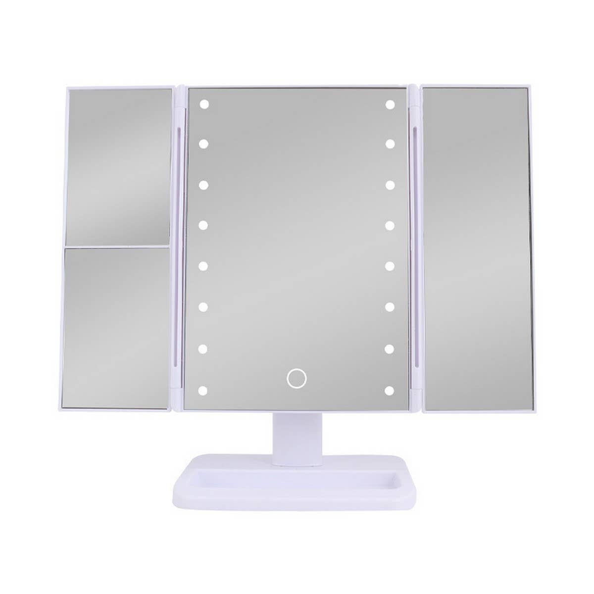 TRIPLE FOLDING LED MAKEUP MIRROR SHELL MIRROR