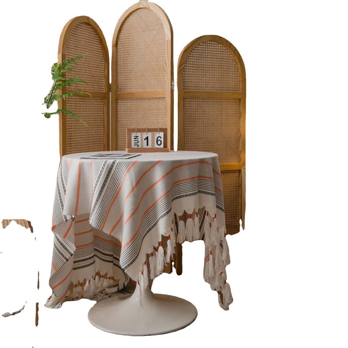 TASSEL CASUAL STRIPED TABLECLOTH