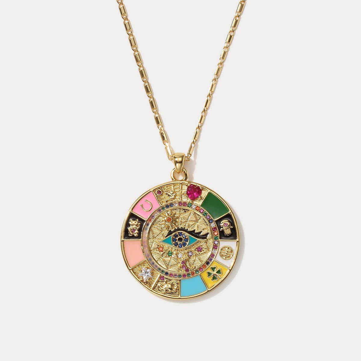 FASHIONABLE EVIL EYE NECKLACE SUNFLOWER TAG WOMEN