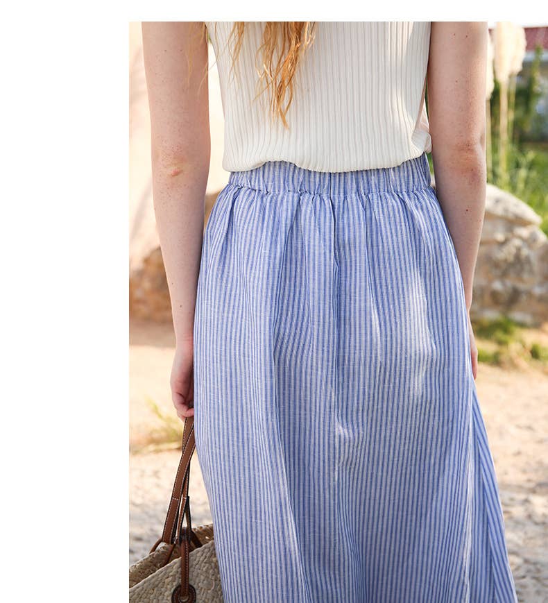 Striped tencel linen skirt