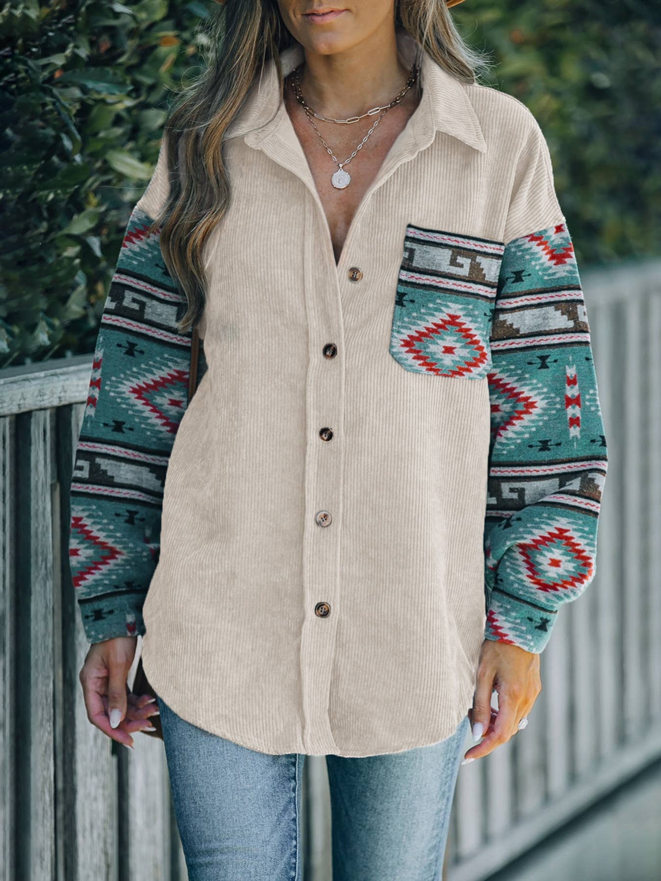 Ethnic style patchwork lapel shirt type cardigan thin coat