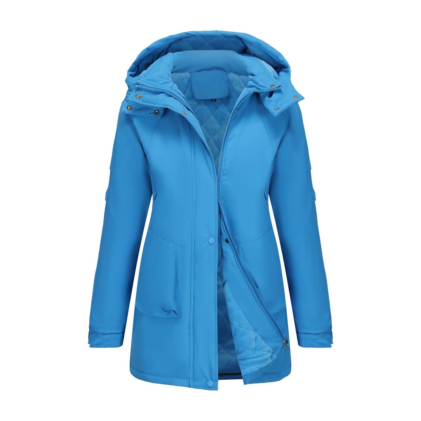Windproof and warm long hiking jacket