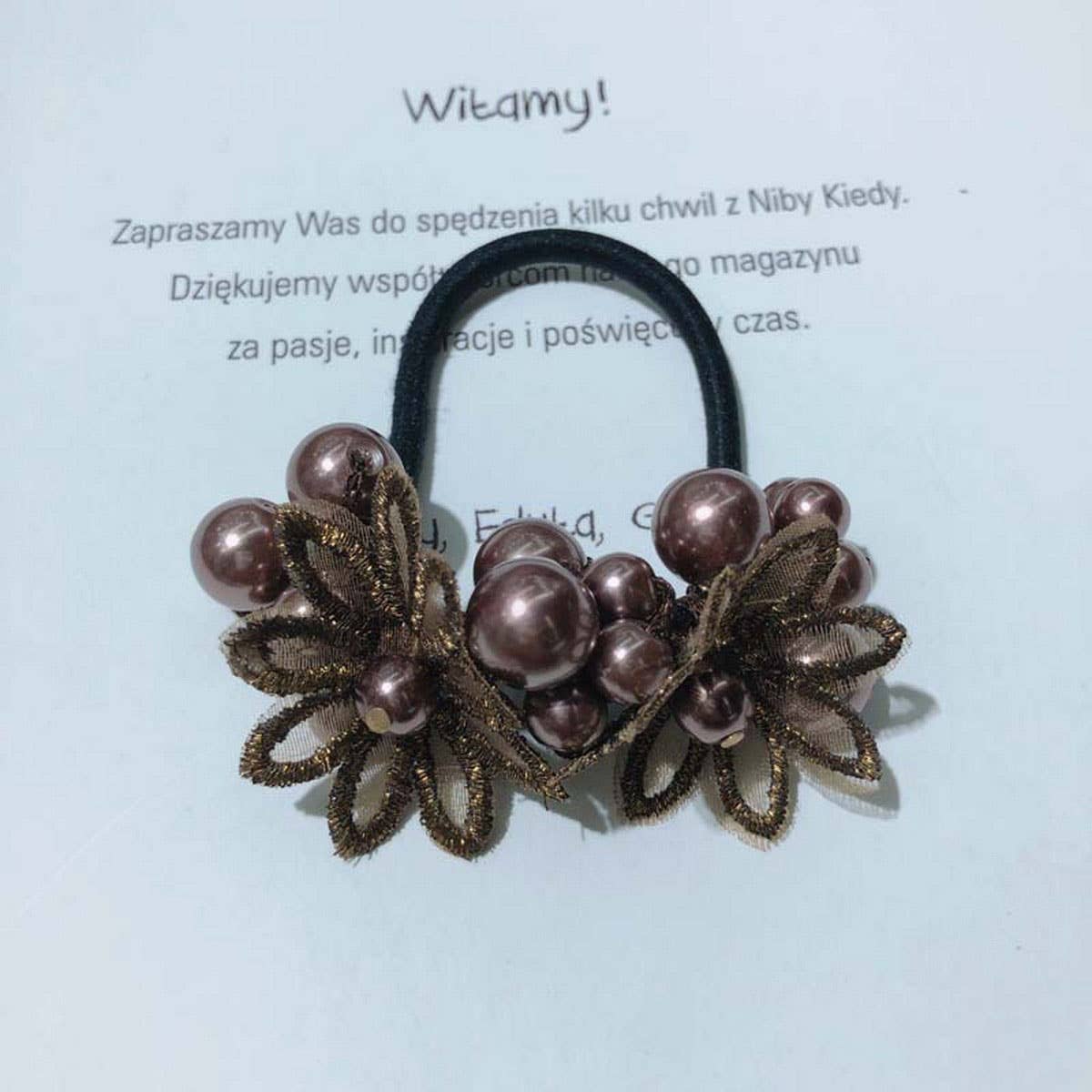 Cute Daisy Pearl Hair Tie Handmade Braided