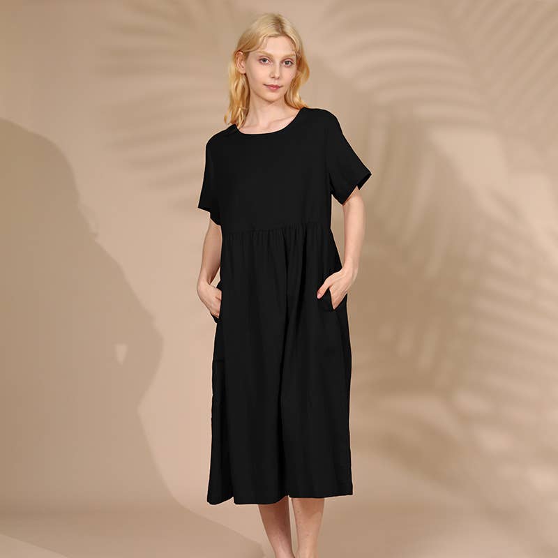 ARTSY COTTON AND LINEN DRESS